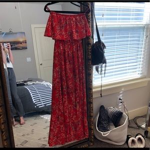 Red printed maxi dress